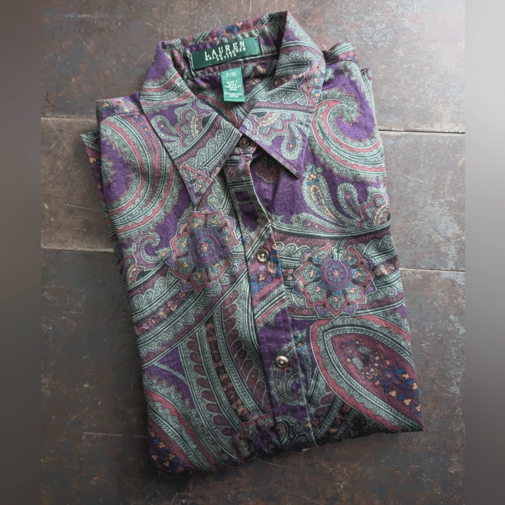 Lauren Ralph Lauren Purple Paisley Button-Down Shirt